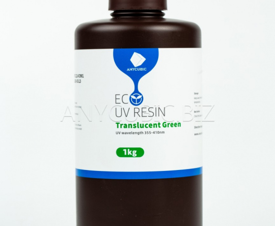 Фото 2 - Напівпрозора Зелена Еко Рослинна Фотополімерна смола Anycubic translucent green 1кг