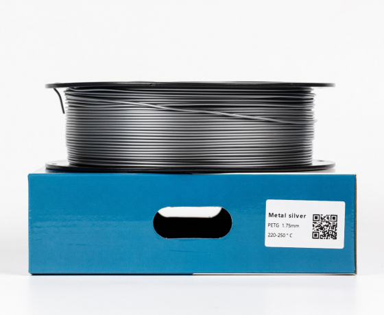 Фото 2 - Серебристый Металік PETG пластик для 3D принтера | PETG Filament Metal silver 1кг | 1.75мм | 330м
